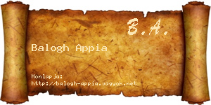 Balogh Appia névjegykártya